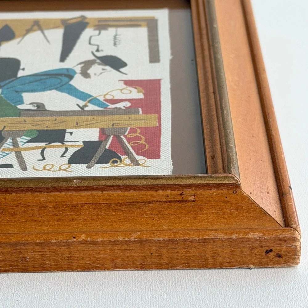 Vintage‎ Amish Folk Art Wall Decor Small Primitive 5x7 Linen Print